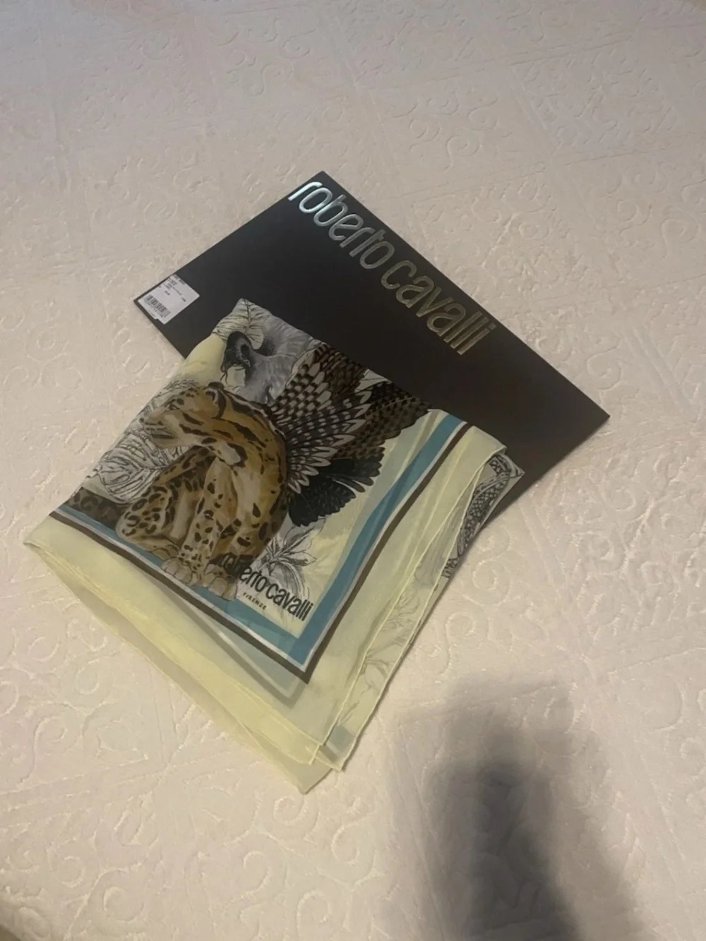 470$ Roberto Cavalli Scarf Wild Silk Tiger and Chain Print